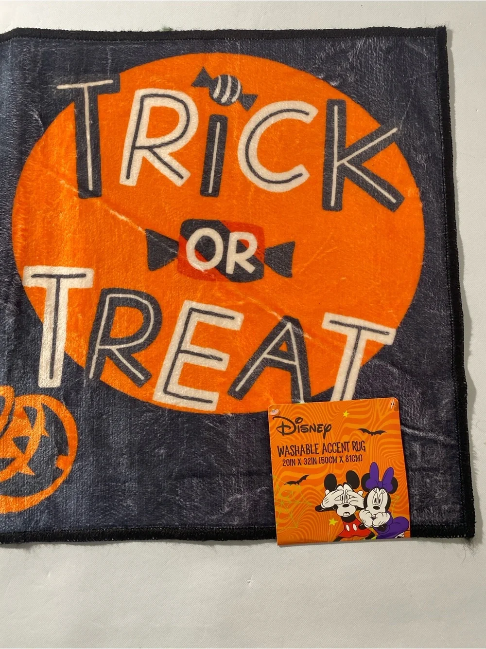 NEW-Disney Mickey Mouse Skeleton Halloween Accent Rug Mat 20”x32” Trick Or Treat